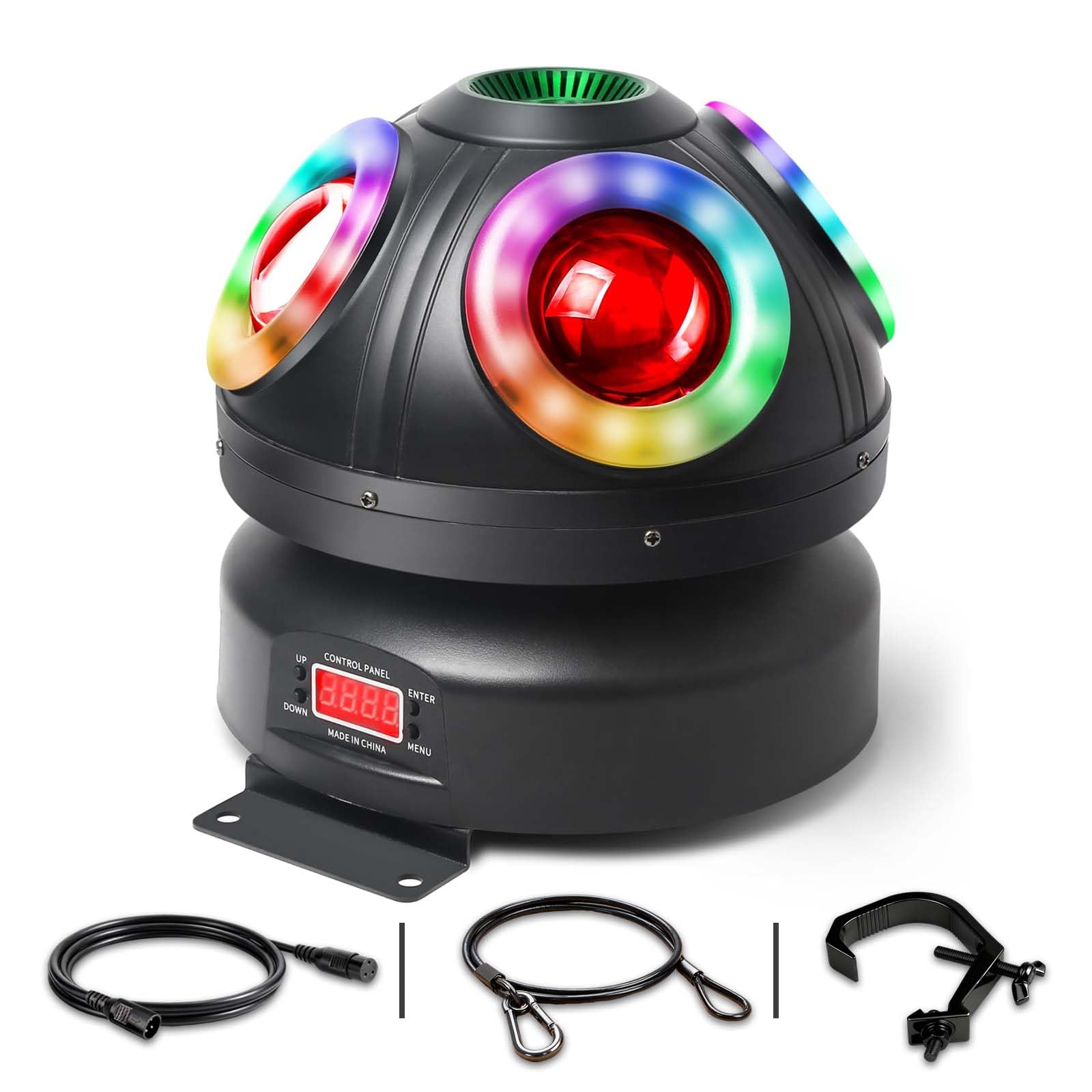 Lumière principale mobile, 70 W RGBW 4 en 1 LED lumières de scène DJ, lumières DJ à rotation infinie avec son activé pour fête DJ de mariage et Live House
