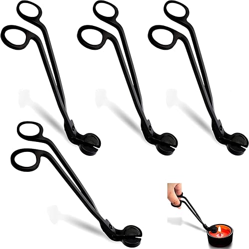 Miniatura 7 de Paquete de 4 recortadores de mecha de velas, cortador de mecha de acero inoxidable, tijeras de vela de mecha negra mate, llega profundamente a las