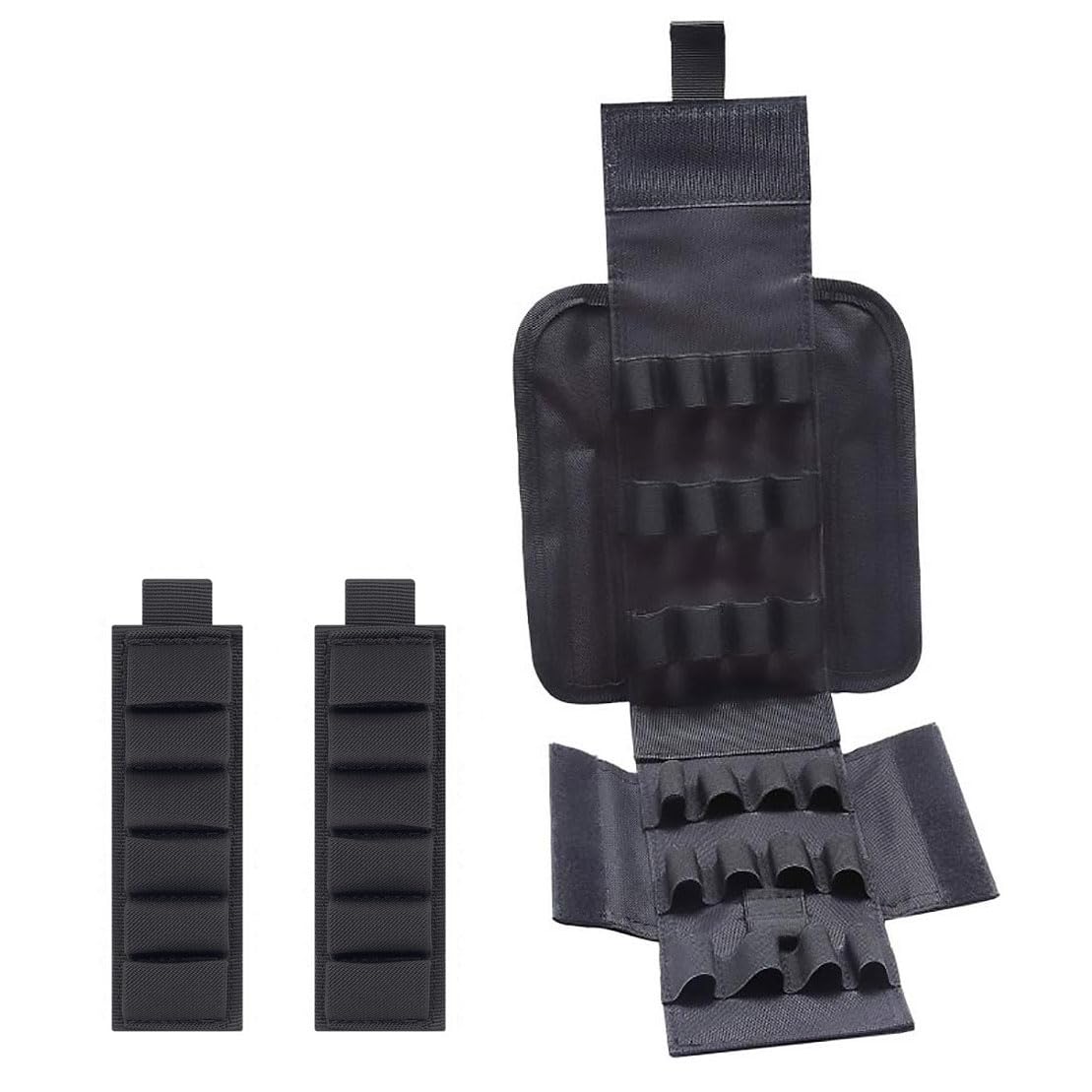 Equipment Mobile Tactical Shotgun Shell Bag MOLLE Tactical 25 Rounds Shotshell Pouch Holder Compact Foldable Shotgun Reload (Black 02)
