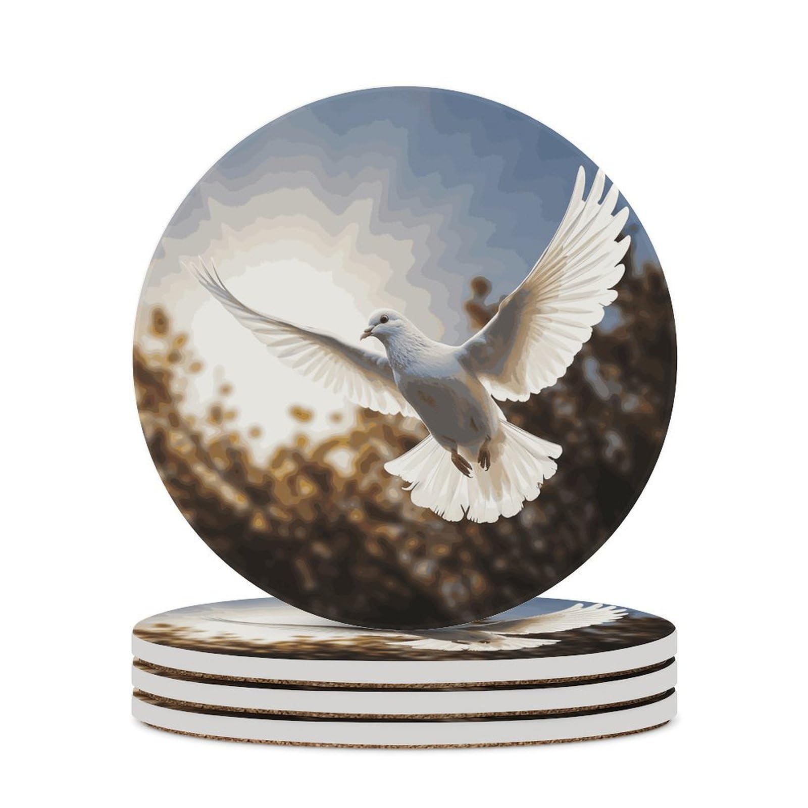 Dessous-de-verre céramique colombe pour protéger table des taches