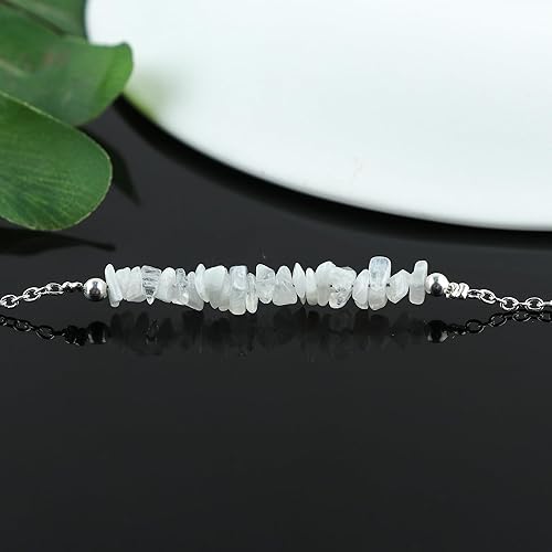 Miniatura 83 de TGH Pulsera de barra de chips naturales, cristal curativo, pulsera de cuentas crudas chapada en plata, cadena ajustable de 7 + 1 pulgada, regalo