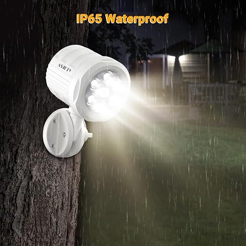 Miniatura 6 de ASOFTY Luz de exterior con sensor de movimiento, funciona con pilas, 6 LED de 1000 lúmenes inalámbricos con control remoto, IP65 impermeable 6000 K,