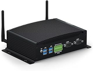 STRHIGP Fanless Industrial Mini PC i3 10110U, Support Win11/Linux, Dual Cores 10th Gen WiFi5/BT4.2, 16GB DDR4 RAM, 256GB SSD+1TB HDD 1 * 14 Pin GPIO 2*LAN 2*COM 3 Display 6*USB Mini Office Computer