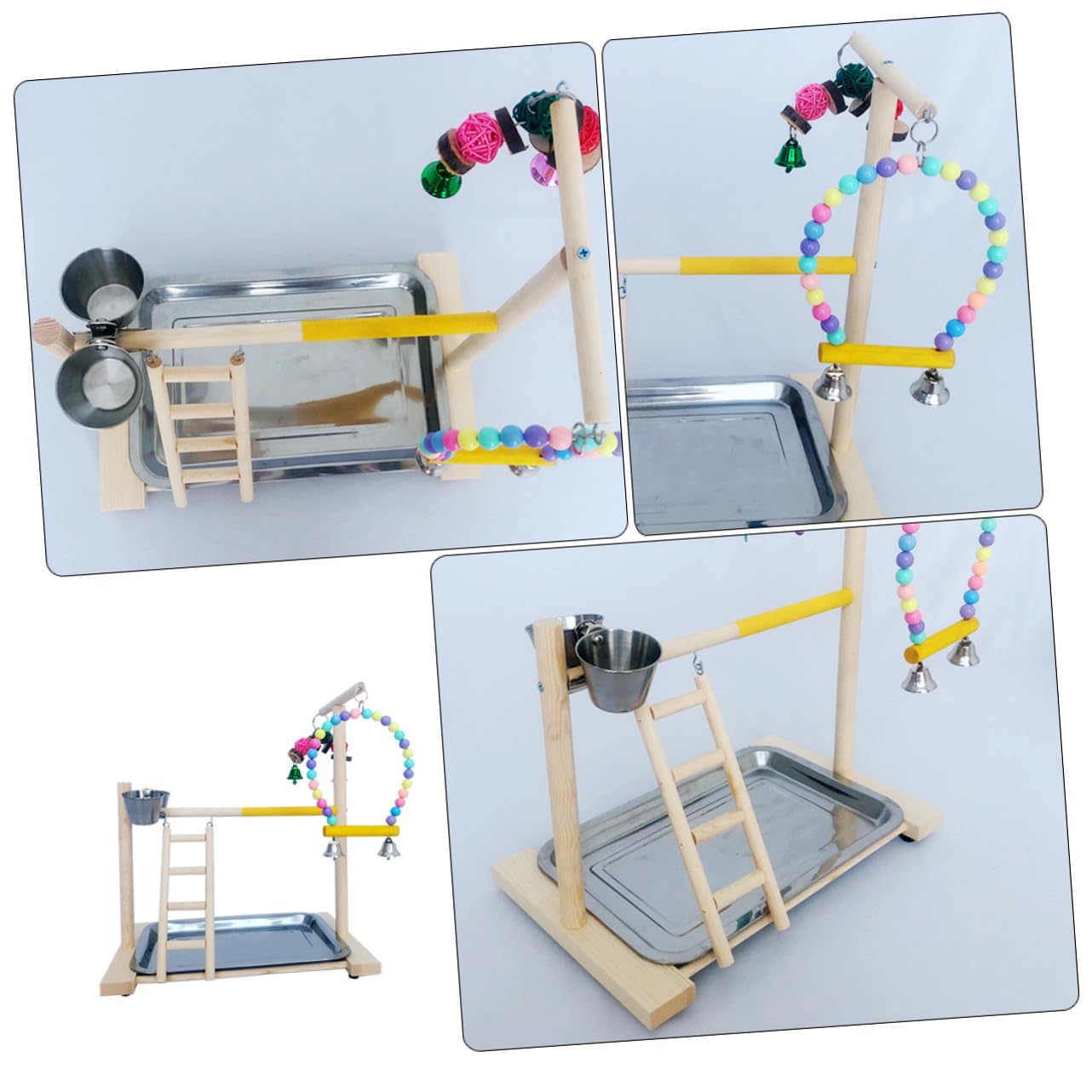 Toddmomy Vogelspielzeug und Edelstahl Vogel Haustierstand für Kleine Vögel und Papageien Leicht zu Installieren Entwickelt Gleichgewicht und Koordination für Zuhause und Zufällige Farbe