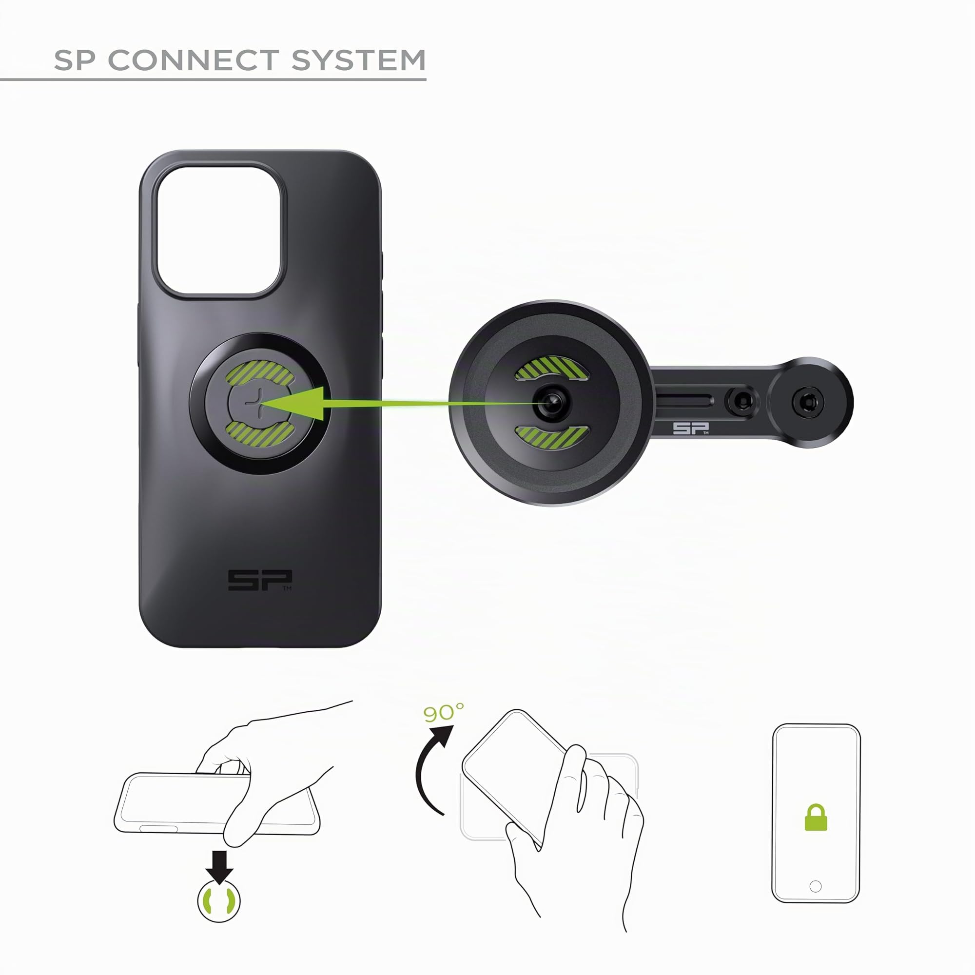 SP CONNECT Moto Bundle avec module anti-vibration | SPC+ | compatible avec iPhone 16 Pro | Support de téléphone portable pour moto, vélo, scooter | Support de gadget pour GPS