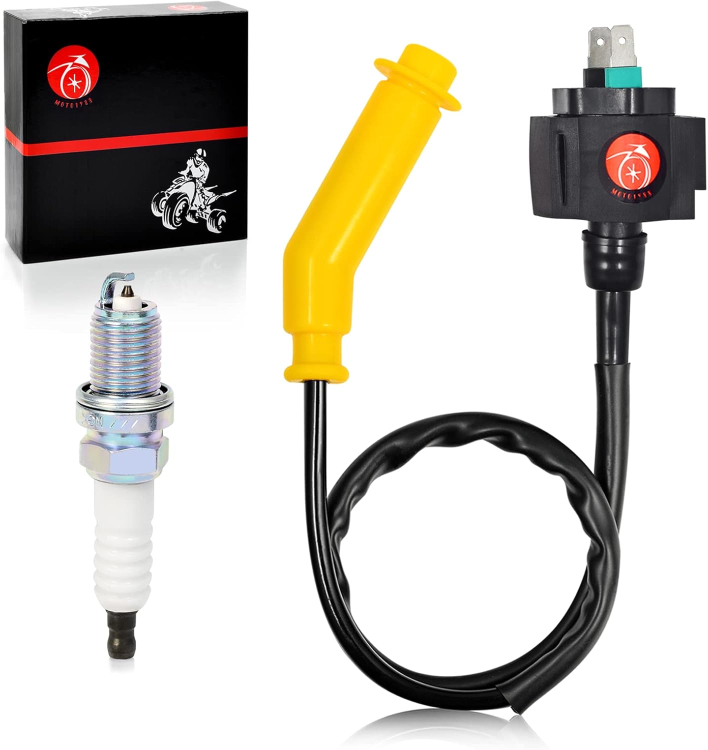 Ignition Coil Spark Plug and Cap Compatible with Honda Foreman Rubicon 500 TRX500 FA/FPA/FPA 4x4 2005-2013 OEM 30510-HR3-A21 30700-MBN-671