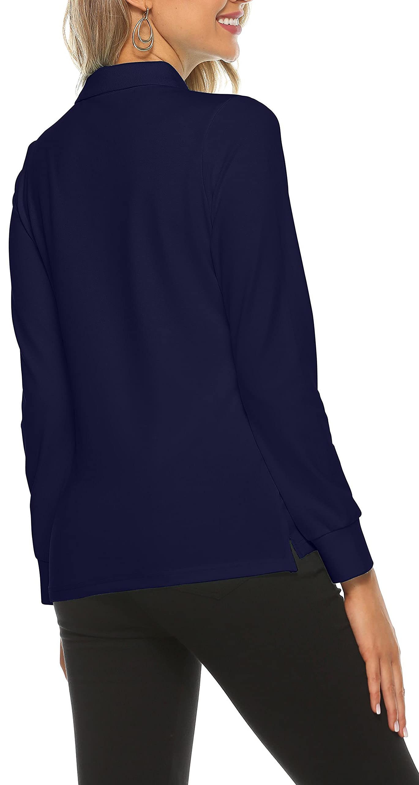 Polo Donna Manica Lunga Poloshirt Golf Camicia Lavoro Sportiva Autunno Inverno Top