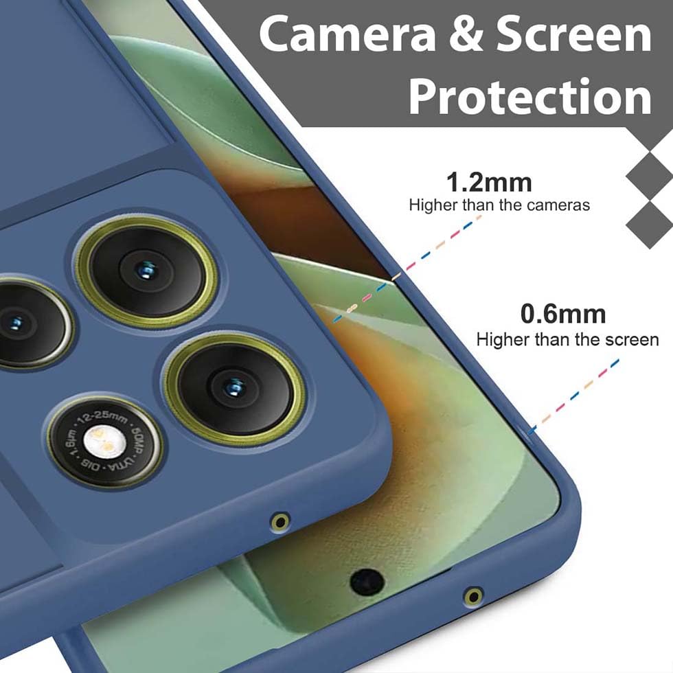 Image of Fashionury Liquid Silicon Back Cover for Motorola G86 Power 5G | Camera Protection | Anti-Fingerprint | Inner Velvet Fabric | Ultra Slim Case (Blue)