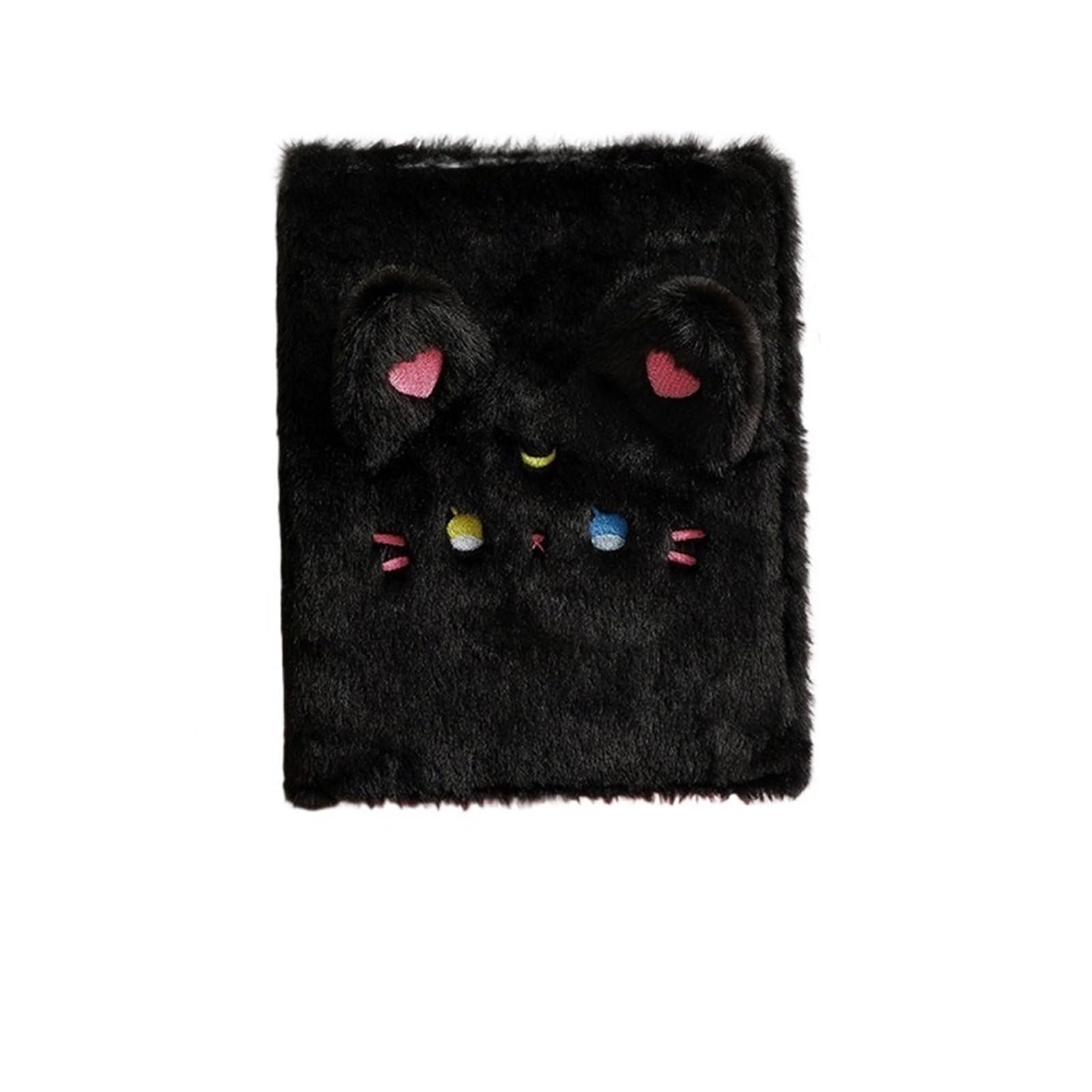 Soft Plush A5 Binder Photo Album Photocard Holder Idol Photocards Collect Book School Stationery Picture Albums For Photo(Black Shell)