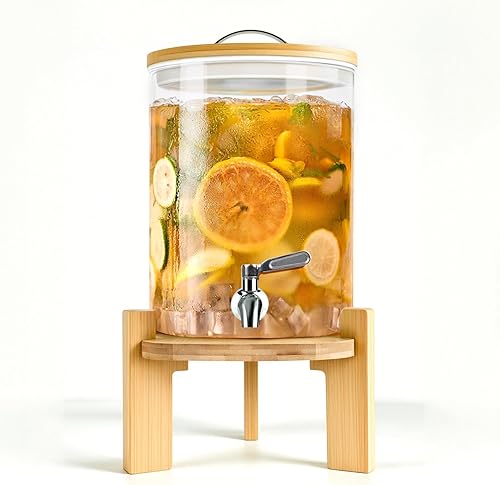 Dispensador de bebidas de 2.1 galones, dispensador de bebidas de vidrio con soporte, dispensadores de bebidas para fiestas, dispensador de bebidas