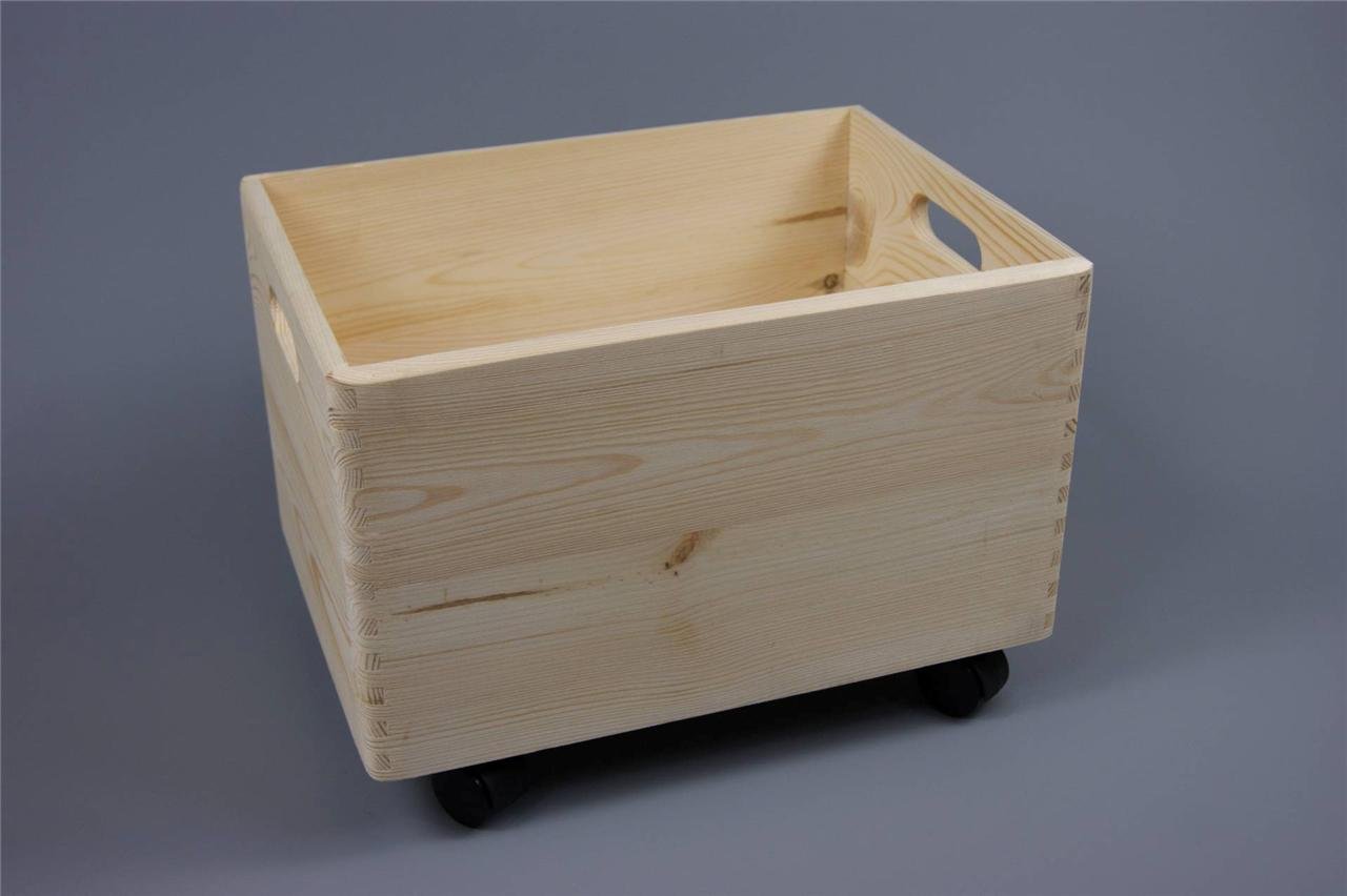 3 x Large Plain giocattolo in legno box cassetti impilabili cameretta R0114D