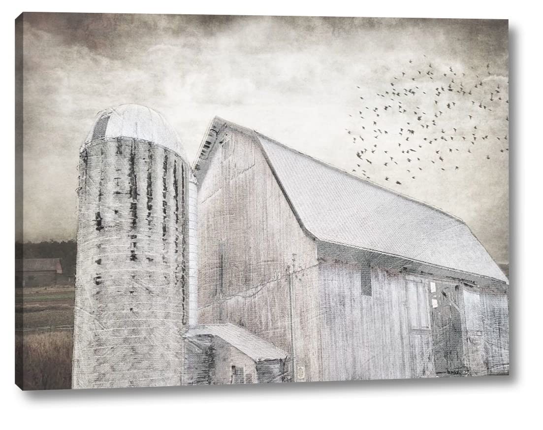 Grainhouse by Sheldon Lewis - 12" x 16" Canvas Art Print Gallery Wrapped - Ready to Hang