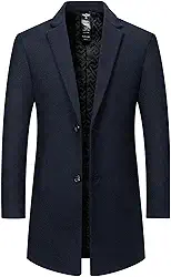 Blazer masculino masculino com gola alta forrado com lã de ovelha para trabalho modesto, longo, básico, inverno, outono, 2025