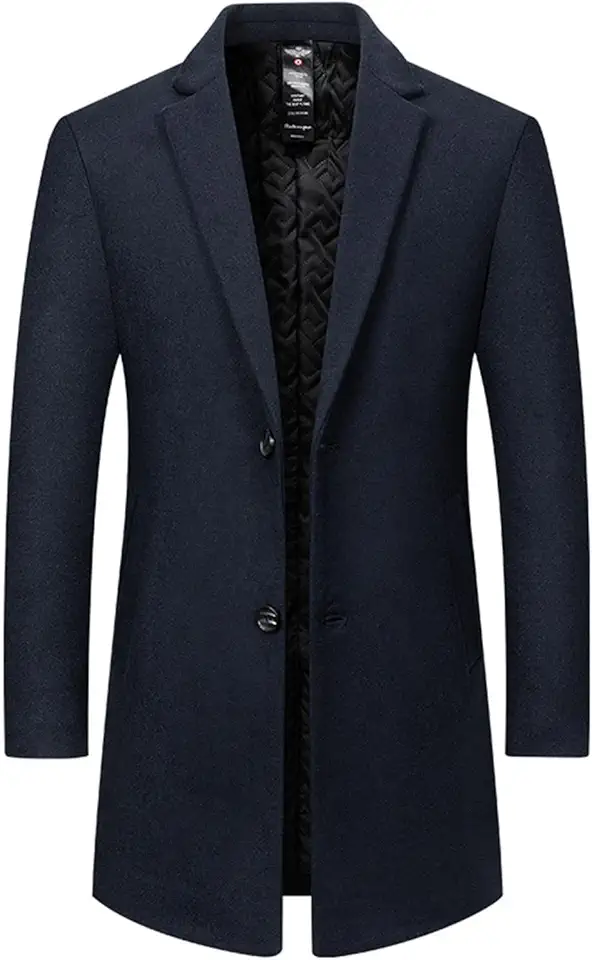 Blazer masculino masculino com gola alta forrado com lã de ovelha para trabalho modesto, longo, básico, inverno, outono, 2025