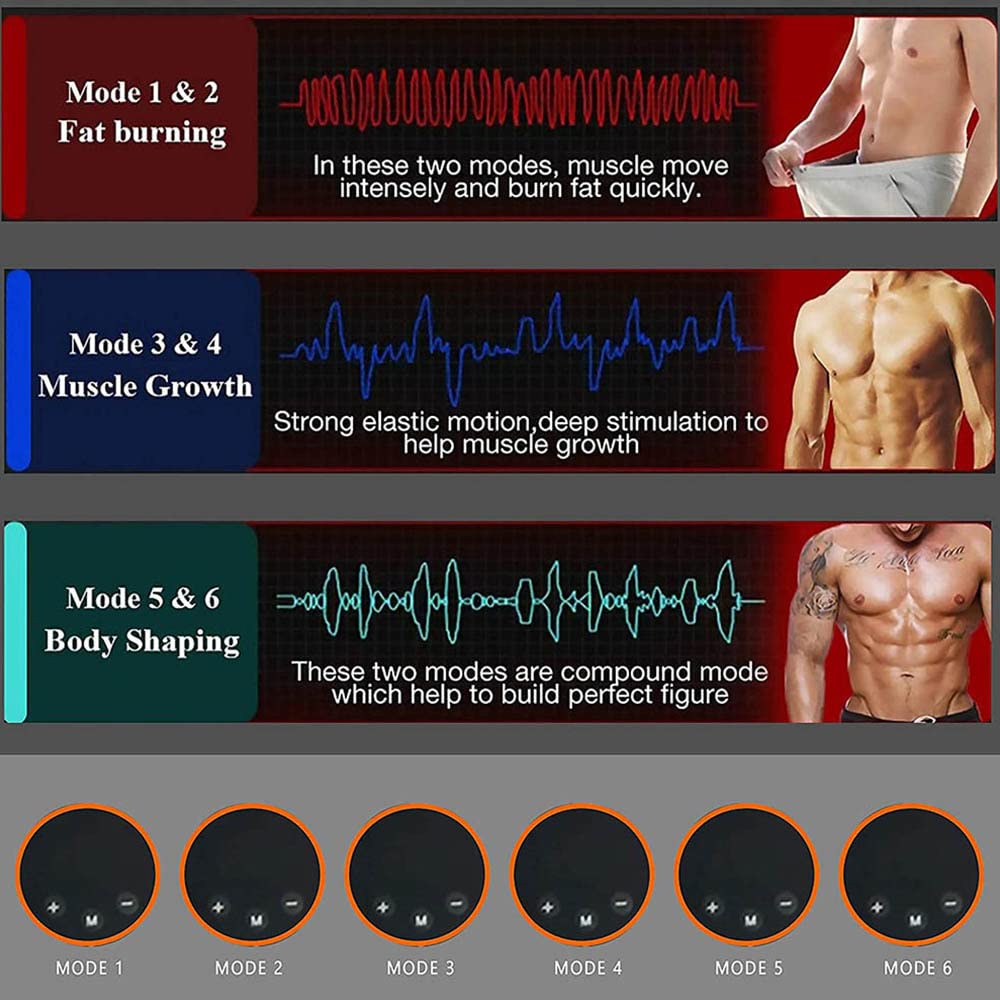 XININ 6Modes Estimuladores Entrenador De Cadera Abdominales Entrenador Muscular Estimulador De Músculo Hogar EMS Equipo De Fitness Abdominal Brazo De Pierna Toner