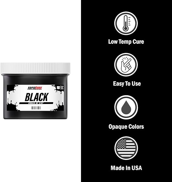 Rapid Cure Black Plastisol Ink (8 oz.) and Ecotex Plastisol Press Wash (Pint - 16oz.) - Ink for Screen Printing Fabric, Screen Printing Cleaner/Degreaser - Silk Screen Press Wash/Plastisol Ink