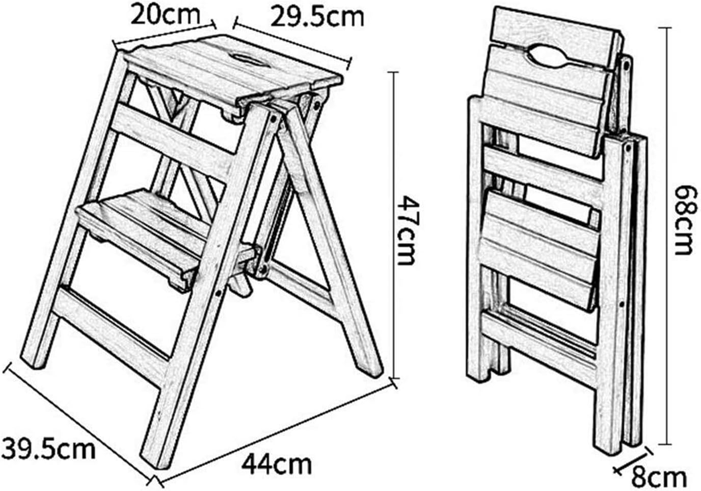 Step Stool 2-Step Black Walnut Wood Folding Stepladder & Step Stool - Lightweight Anti-Slip Pedal Design for Home Kitchen - 150kg Capacity