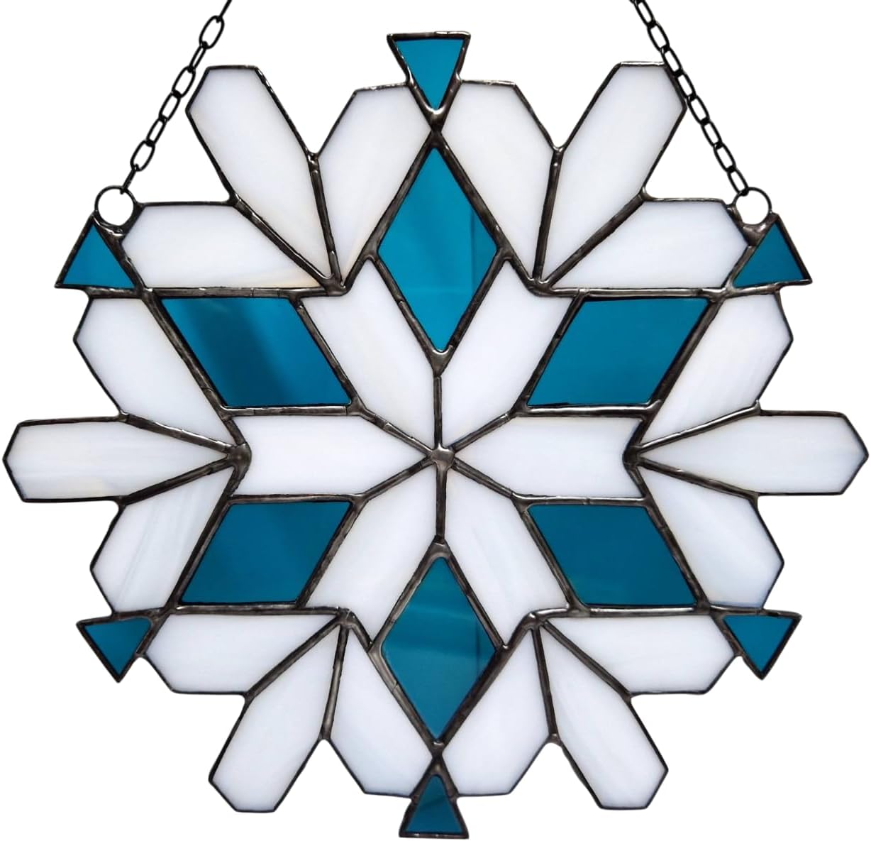 Stained Glass Snowflake Ornament Sun Catcher Window Hanging Panel Wall Decor Merry Christmas Gift