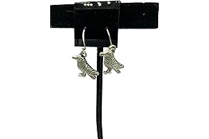 Silvertone 3D Raven Charm Dangle Earrings