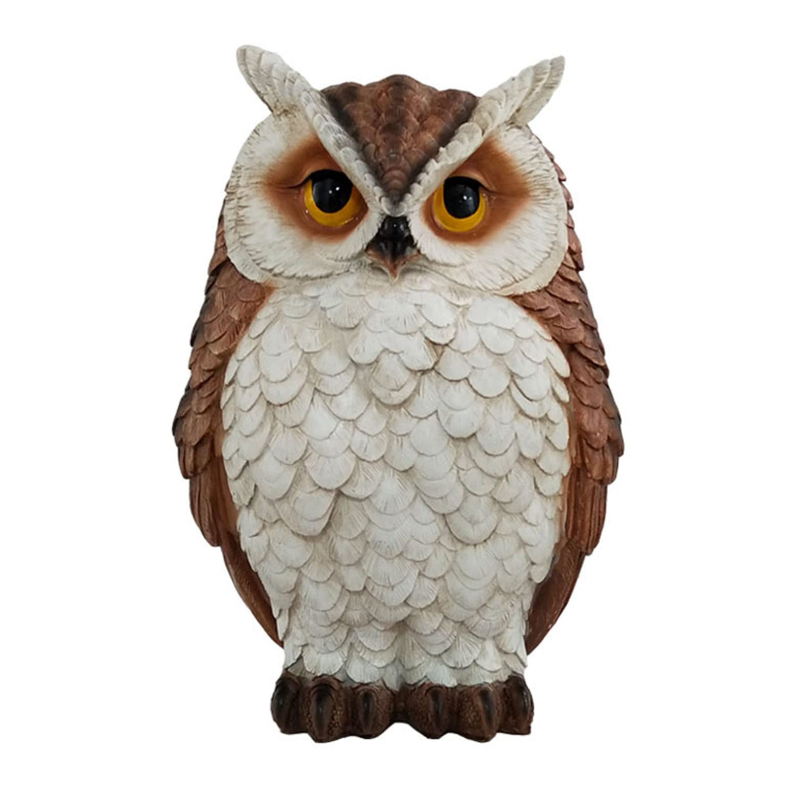 Statue De Hibou Factice En Résine - 17 Cm - Déco De Jardin Et Effaroucheur D'oiseaux - Couleur Marron/grise