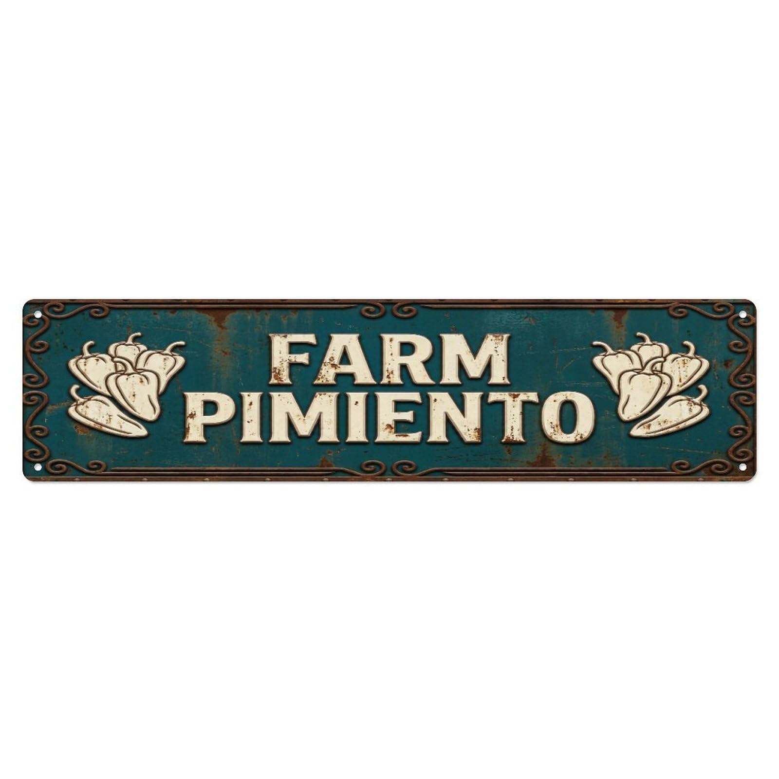 Metal Tin Sign FARM PIMIENTO Vintage Pepper Rustic Farmhouse