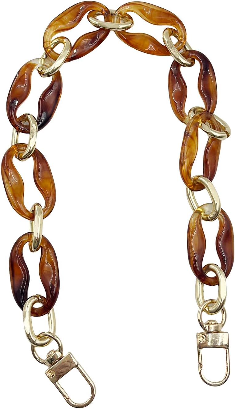 15.7 inch Purse Chain Strap Replacement Acrylic Purse Handle Stylish Bag Charms Chain Handbag Accessories DIY Craft(Amber)