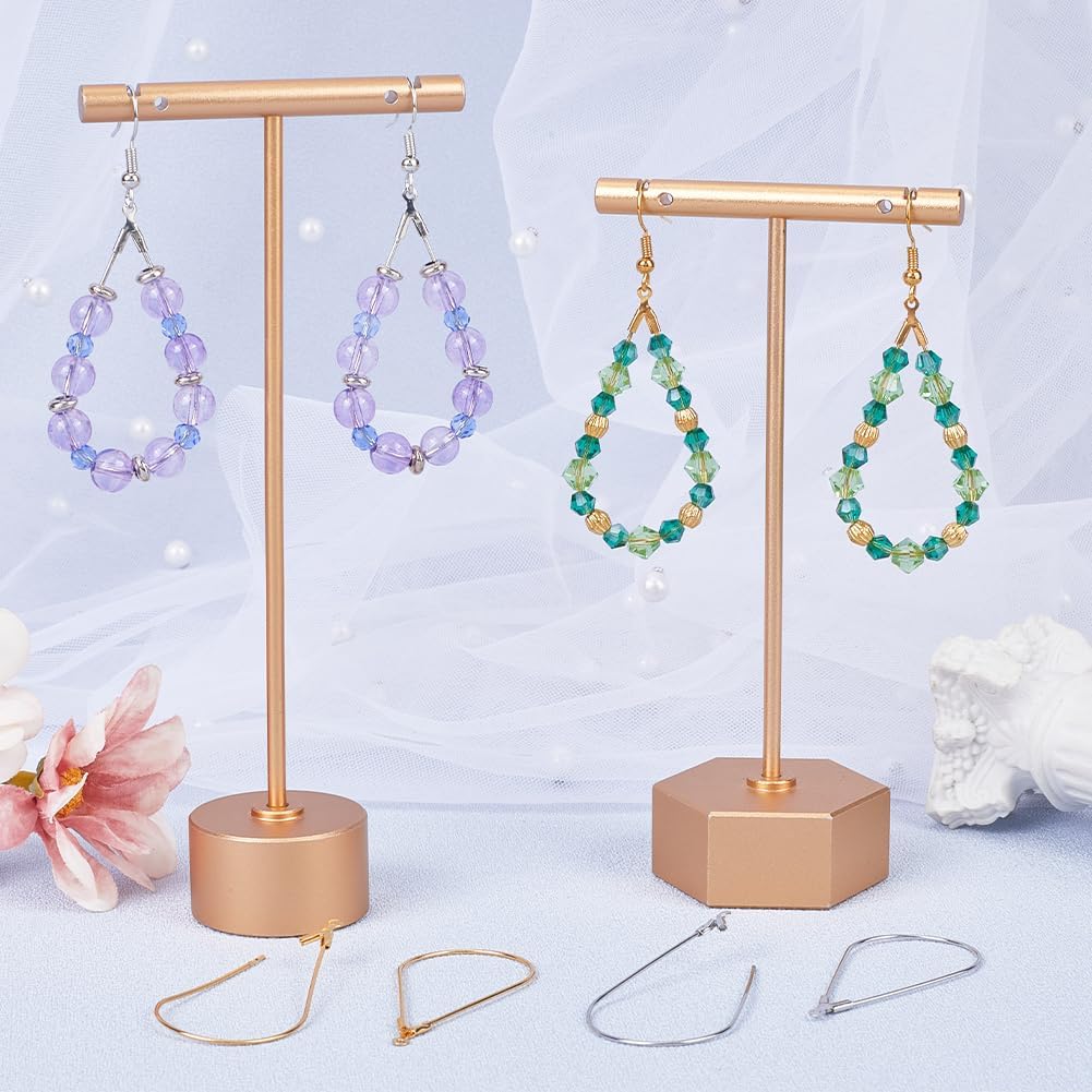 1 Box 60Pcs Beading Hoop Earring Supplies Teardrop Beading Hoop Earrings Brass Wire Gold Silver Open Water Drop Charms Gold Findings for Jewelry Making Accessories DIY Crafts Decorative - Image 4