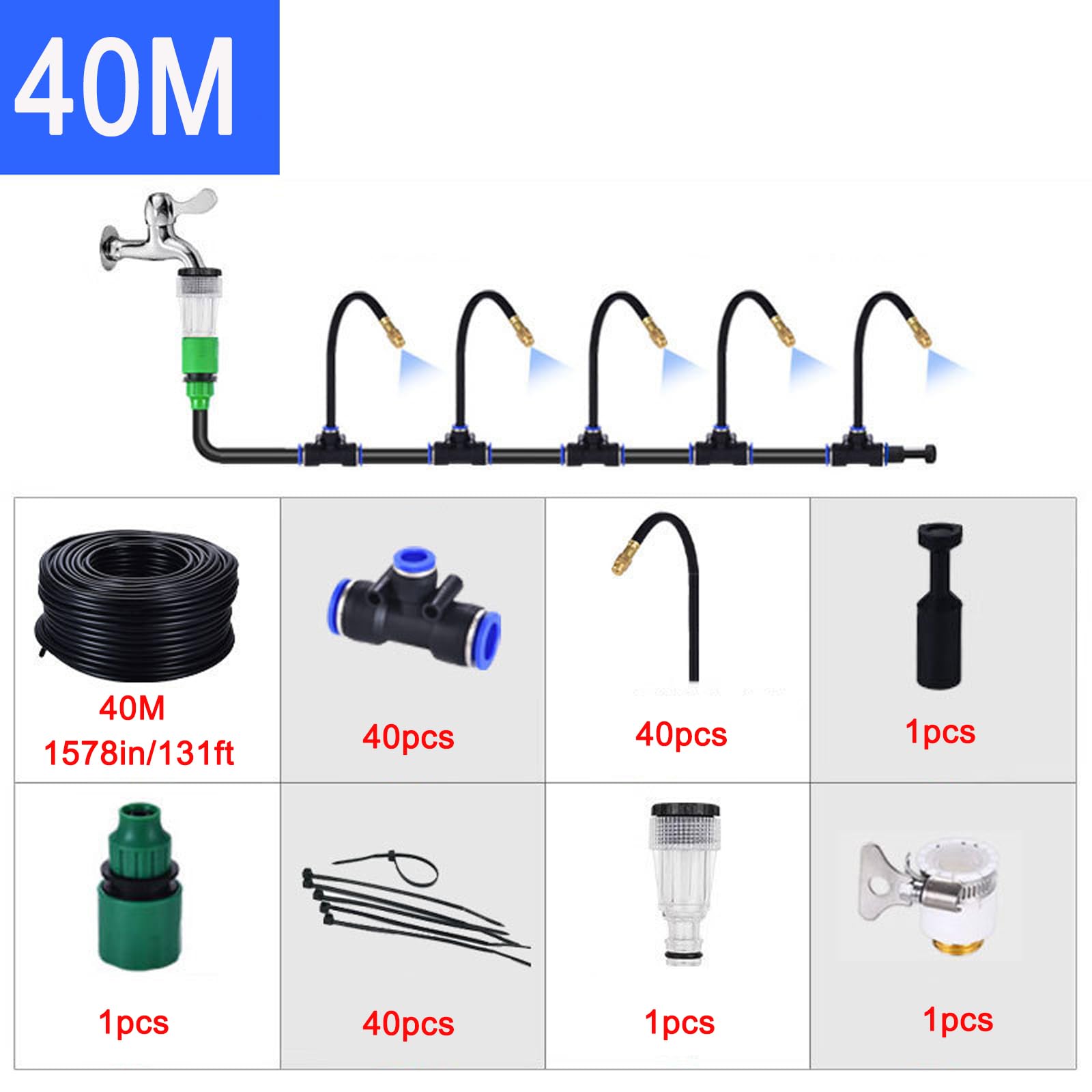 Kit de sistema de riego automático, boquilla de aspersor ajustable de 360°, diseño de ahorro de agua para césped y jardín, rociador de cobre eficiente para el cuidado del patio
