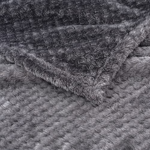 Image of Warm Soft Fuzzy Dog or Cat Blanket, Plush Fleece Throws for Bed, Couch, Sofa, Travel (M /32 inch x 40 inch, Grey Black)
