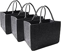 Vista 16 de Bolsa de fieltro, grande de 16 x 12 x 10 pulgadas, bolsas reutilizables color marrón claro, 3 piezas, bolsa de comestibles resistente con asas