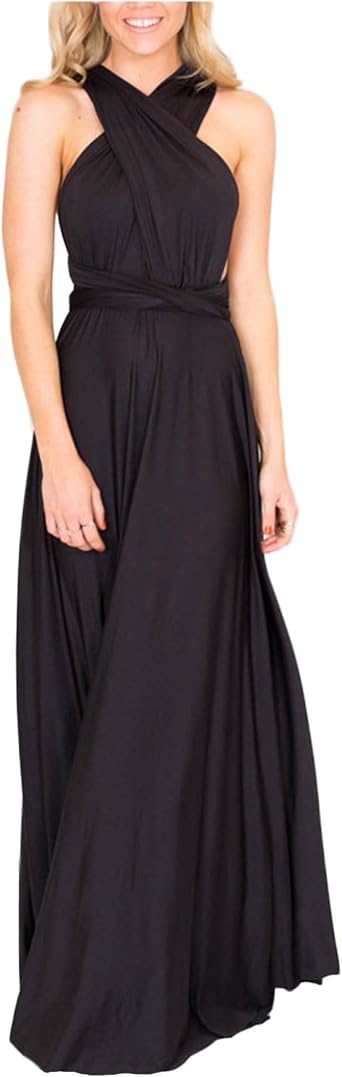 Bestgift Long Dresses Tie Multiple Wear Sexy Dresses Gowns Bridesmaid Dresses