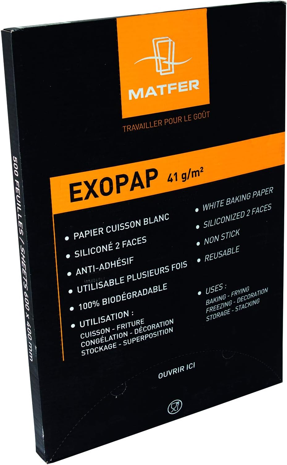 Matfer Bourgeat Exopap Silicone Nonstick Baking Paper, 23 3/4"x15 3/4", Box of 500