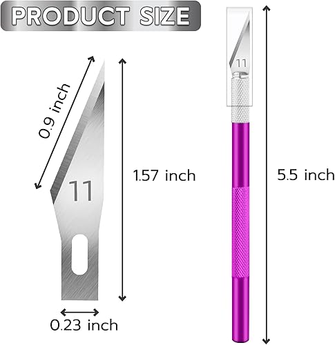 Vista 28 de Juego de 10 cuchillos de pasatiempo, kit de cuchillos de acero inoxidable para tallar calabaza, bricolaje, arte, corte, plantilla Plata