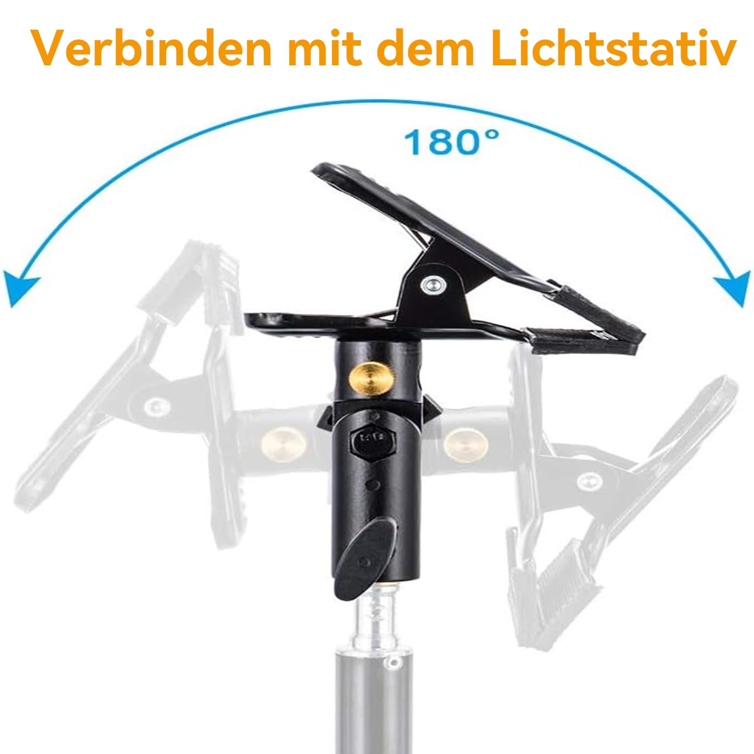 UTEBIT 2 Stück Foto Studio Faltreflektor Halterung, Metallklemmhalter Mit 1/4" bis 3/8" Weibliche Screw, Mehrzweck Reflektorhalter für Blitz, Runder Reflektor, Hintergrund und Lichtstand