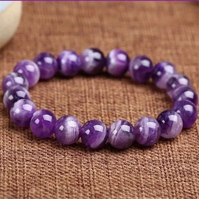 1pc Amethyst Crystal Bracelet, Handcrafted Purple Gemstone,Unisex,Gift for Friends, Daily Wear Solid Unscented Format