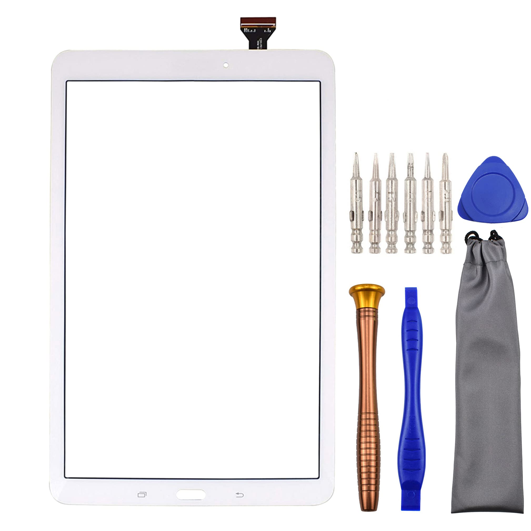 sunways Tablet Touch Digitizer Screen Replacement for Samsung Galaxy Tab E 9.6 SM-T560 SM-T561 with Tool Kit White 9.6"