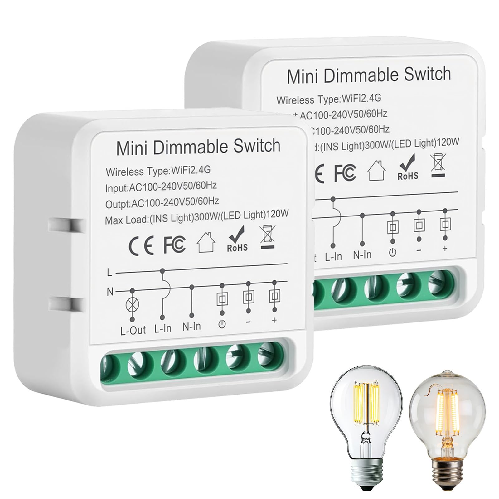 Regulador de luz dimmer led, Regulador intensidad luz led Wlan 2.4G, Re gulador para l ed, Compatible con Alexa, Tuya,Smart life,Google Home, regula intensidad, Control por voz/Tiempo
