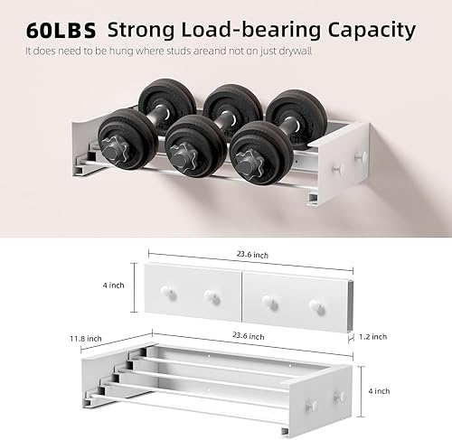 Vista 23 de Escurridor plegable para ropa sucia, montado en la pared, 31.5 pulgadas de ancho, 13.2 pies lineales, 5 varillas de aluminio, capacidad de 60