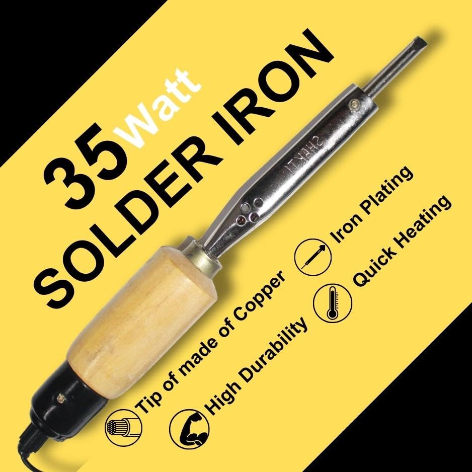 Image of Vtronix 35Watt Soldering Iron with Wooden Handle for Precision Electronics Work | Soldering Machine for Home, Industrial & Electronics Workshop Reparing with Fast Heating & Heat Resistant Handle