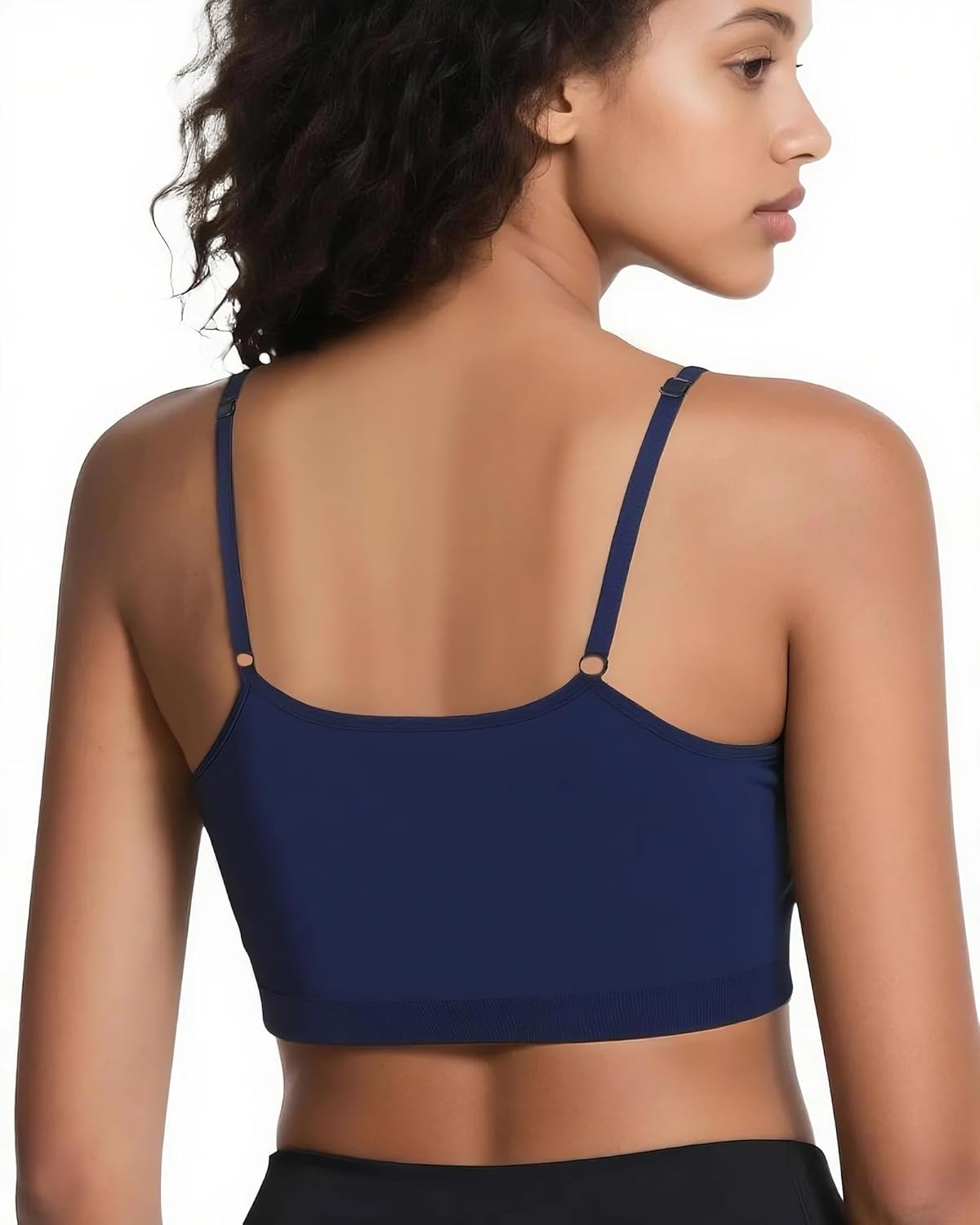 Women Sports Bras Adjustable Spaghetti Strap Bralettes, Scoop Neck Wireless Padded Tank Top Workout Yoga Top Basic Camisole - Image 7