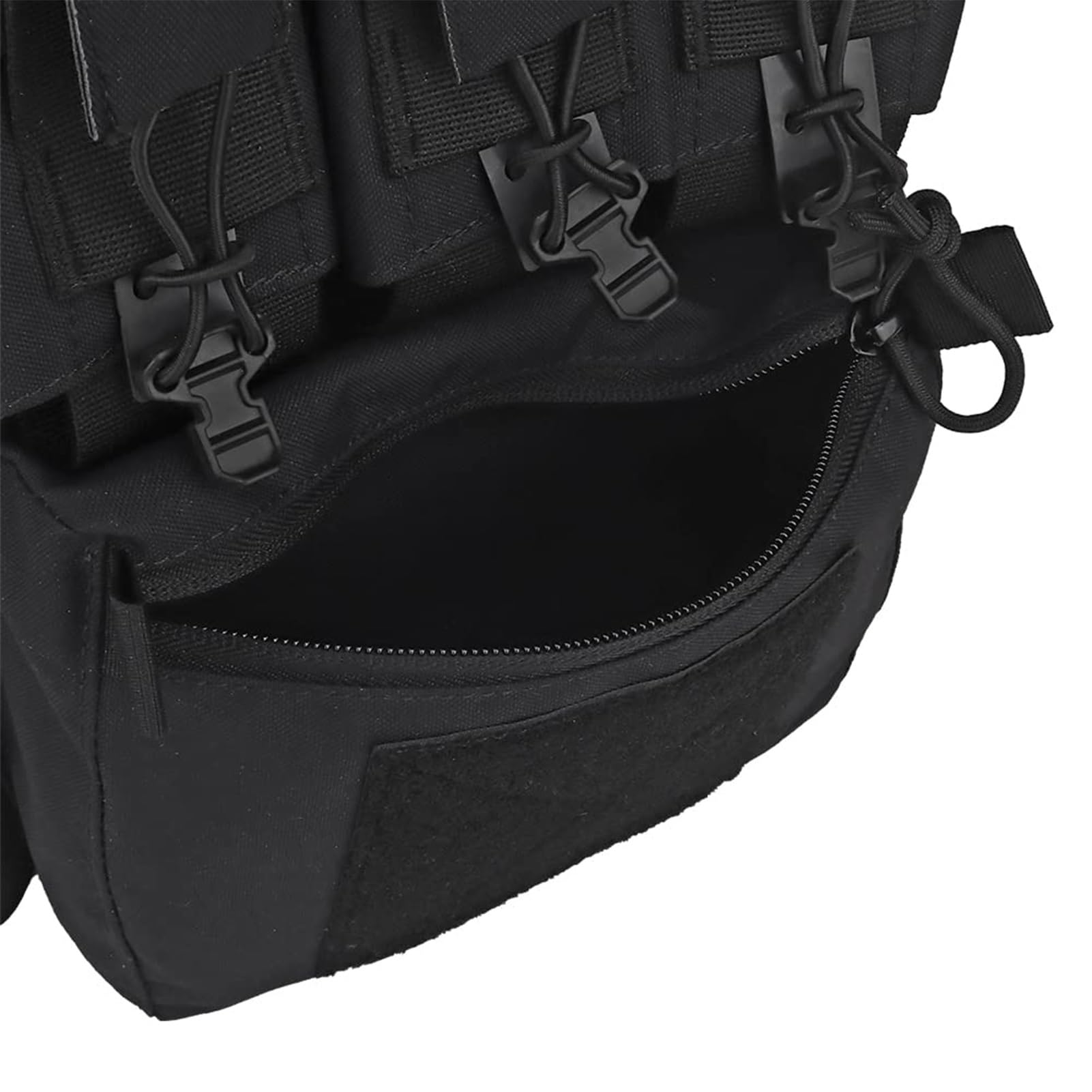 Panneau Dorsal Tactique MOLLE Zippé Avec Porte-chargeurs Triples Et Pochette Zippée - Sac D'extension Pour Gilet Airsoft De Chasse Et Sac À Dos Tactique