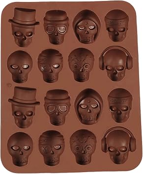 Skull Silicone Mold 16 Cavity Non-Stick 3D Silicone Gothic