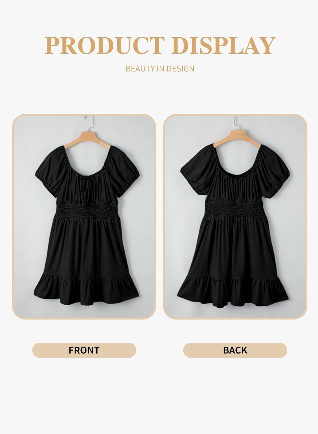 Eytino Plus Size Dress for Women Short Sleeve Square Neck Casual Mini Short Dresses for Wedding Guest(1X-5X) - Image 4