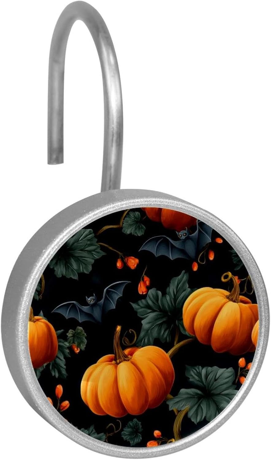 12 Pack Happy Halloween (10) Shower Curtain Hooks Rings, Durable Shower Hooks for Liner, Shower Rings for Curtain and Bathroom Shower Rod