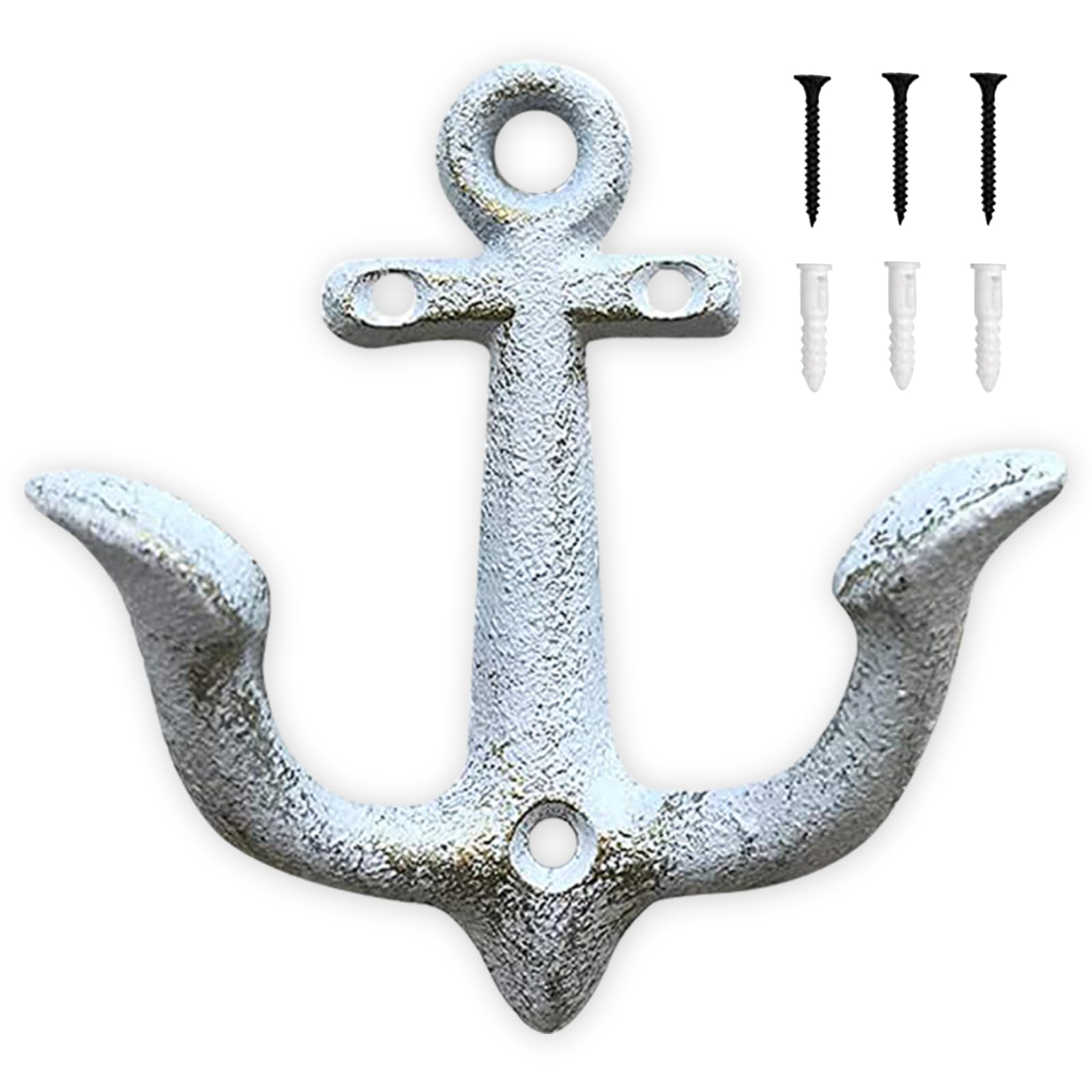 Nautical Wall Hooks, Cast Iron Pool Towel Hooks with Large Weight Capacity,Heavy-Duty Rustic Nautical Towel Hooks for Bathroom, Beach, Poolside(White)