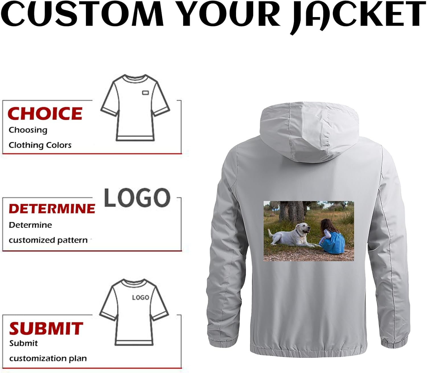 Custom Men's Lightweight Windbreaker Jacket Spring Fall Windproof Jackets Team Group Wear