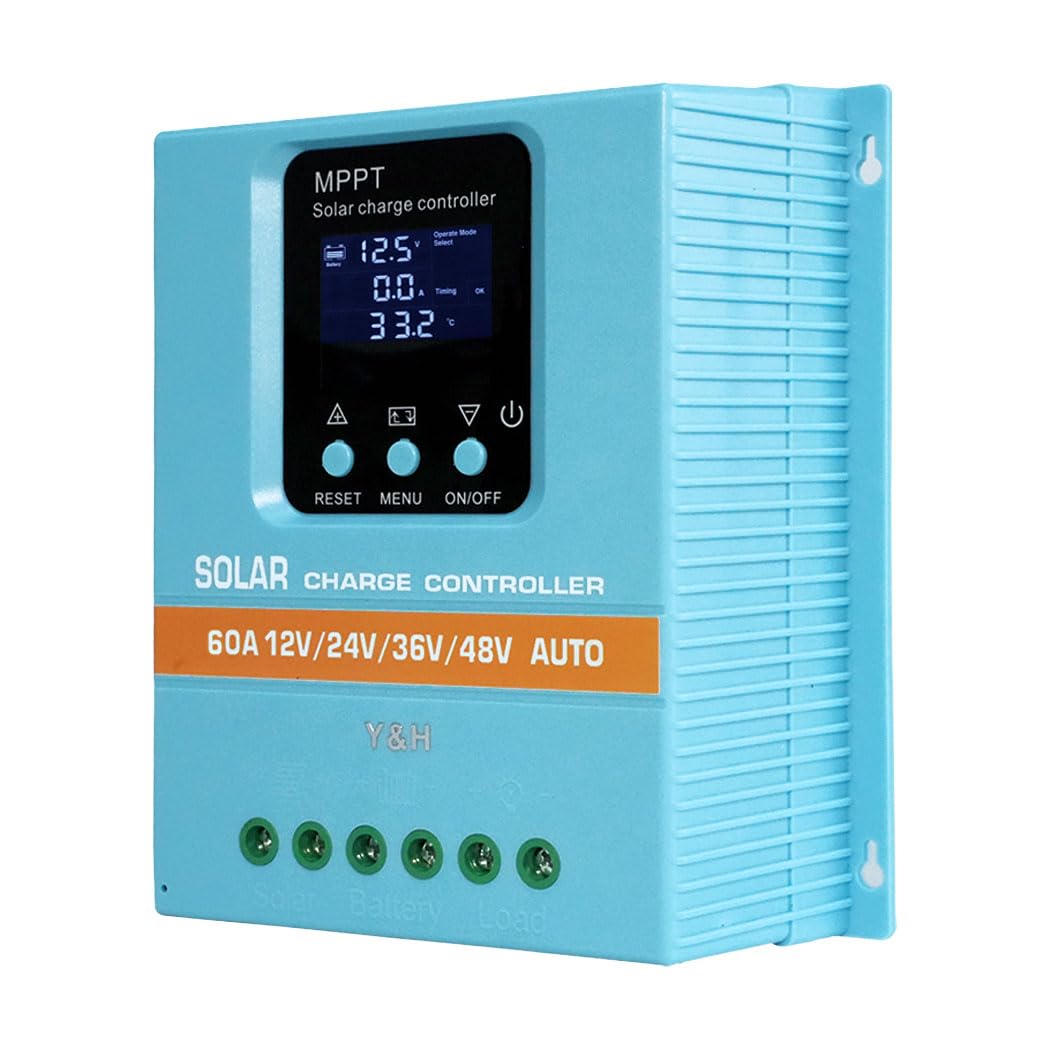 60A MPPT Solarladeregler 12V 24V 36V 48V Batterie Intelligenter Regler 100V Max Input LCD Display, Dual USB für Blei-Säure/Lithium Batterie