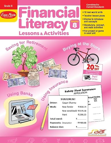 SAAR Education Financial Literacy Book for Kids, Interactive Lessons &amp; Activities with Fun, Easy, and Practical Learning (Grade 8)
