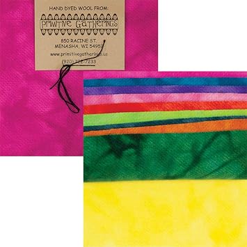 Primitive Gatherings Hand Dyed Wool Brights 1 Charm Pack 10 5-inch Squares Moda Fabrics PRI 6022