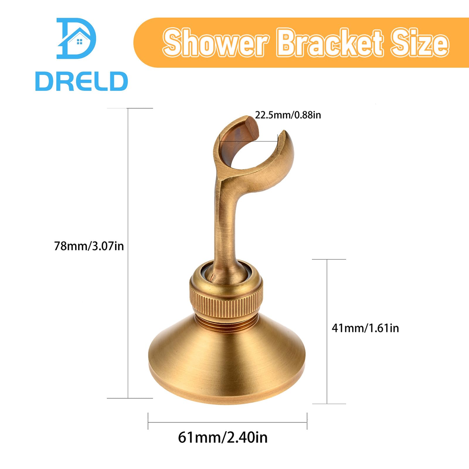 DRELD Soffione doccia retrò in ottone, 1 soffione doccia in ottone anticato, doccetta retrò con soffione doccia stile telefono (17 cm di lunghezza, 5 cm di diametro della testa